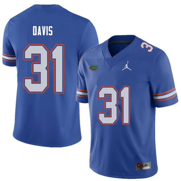 NCAA Florida Gators Shawn Davis Men's #31 Jordan Brand Royal Stitched Authentic College Football Jersey ATH7864UW